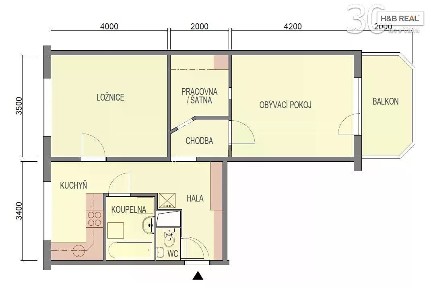 Pronájem bytu 2+1 56 m²