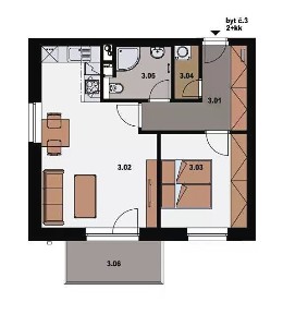 Pronájem bytu 2+kk 51 m²