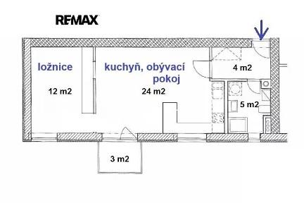 Pronájem bytu 2+kk 45 m²