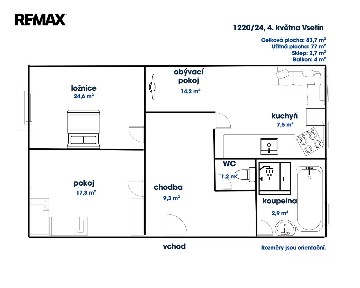 Pronájem bytu 3+kk 77 m²