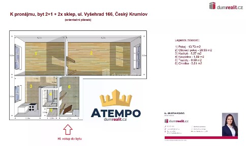 Pronájem bytu 2+1 50 m²