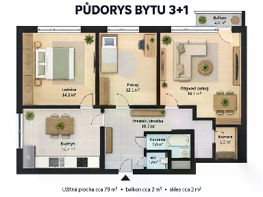 Prodej bytu 3+1 79 m²