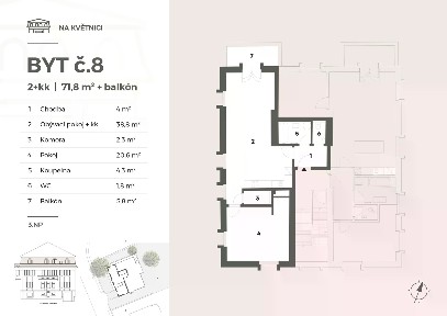 Pronájem bytu 2+kk 72 m²