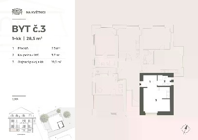 Pronájem bytu 1+kk 29 m²