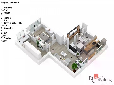 Pronájem bytu 3+kk 65 m²