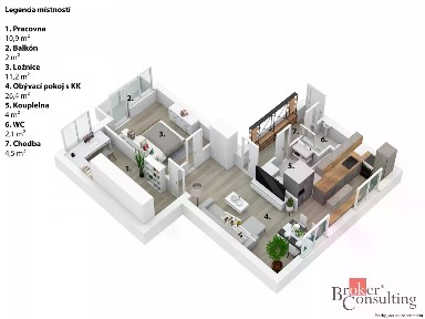 Pronájem bytu 3+kk 65 m²