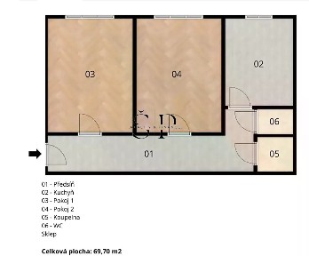 Pronájem bytu 2+1 66 m²