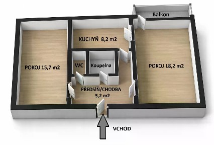 Prodej bytu 2+1 54 m²