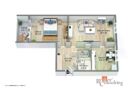 Prodej bytu 2+1 61 m²