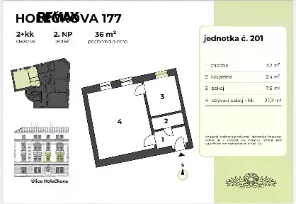Pronájem bytu 2+kk 36 m²