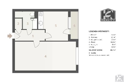 Prodej bytu 1+1 46 m²