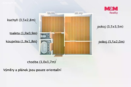 Pronájem bytu 1+1 42 m²