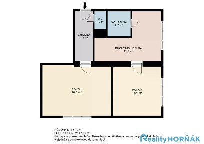 Prodej bytu 2+1 46 m²
