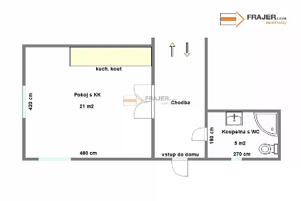 Pronájem bytu 1+kk 26 m²