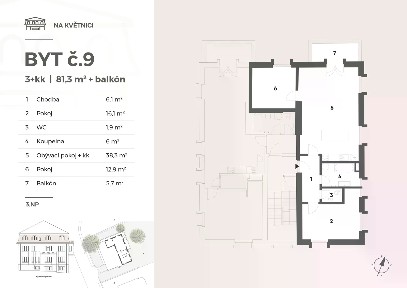 Pronájem bytu 3+kk 81 m²