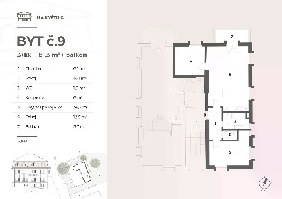 Pronájem bytu 3+kk 81 m²