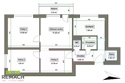 Prodej bytu 3+1 58 m²