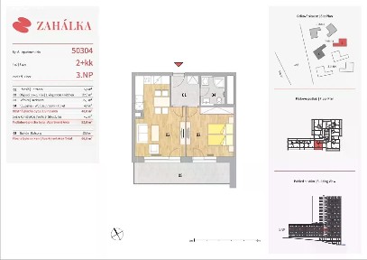 Pronájem bytu 2+kk 53 m²