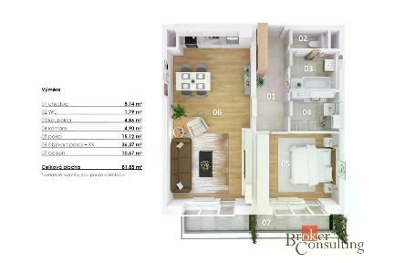 Pronájem bytu 2+kk 71 m²