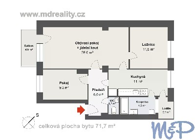 Pronájem bytu 3+1 73 m²