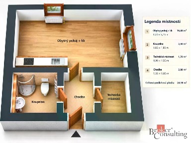 Pronájem bytu 1+kk 22 m²