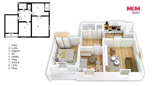 Prodej bytu 3+1 69 m²