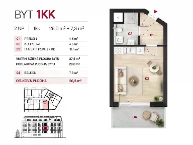 Prodej bytu 1+kk 29 m²