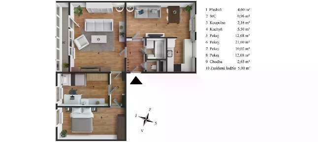 Prodej bytu 4+kk 73 m²
