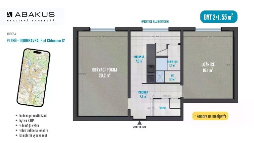 Prodej bytu 2+1 55 m²