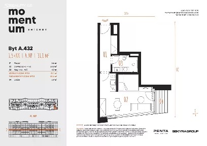 Prodej bytu 1+kk 34 m²